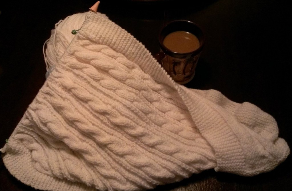 A cup of coffee and my knitting, a great morning!