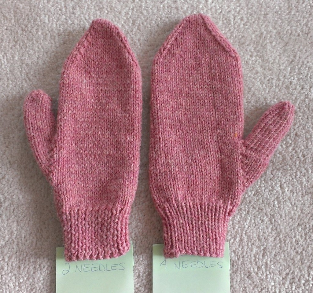 Left: Two needle mitts; Right: Four needle mitts