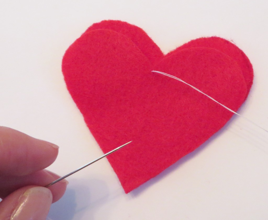 Step: Begin to embroider lined up hearts