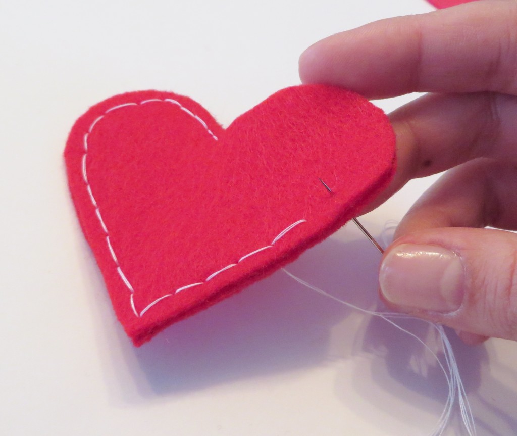 Step 4: Embroider all but 1" of the hearts together