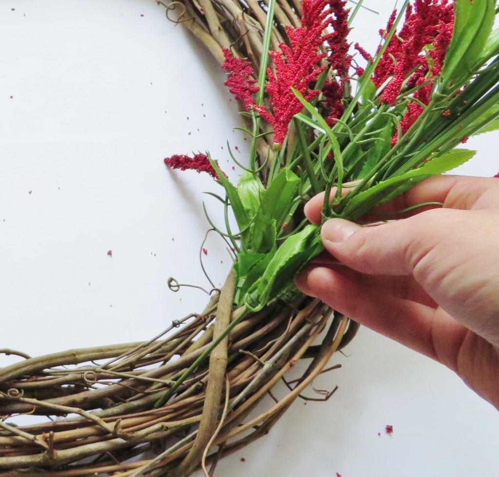 Step 2: Place stems in grapevine in desired location.